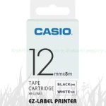 Taśma Casio XR-12BU1 do drukarek etykiet 12mm x 8m czarny nadruk/ białe tło (XR-12WE1)