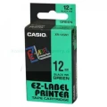 Taśma Casio XR-12GN1 do drukarek etykiet 12mm x 8m czarny nadruk/ zielone tło (XR-12GN1)