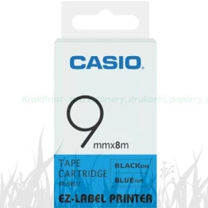 Taśma Casio XR-9BU1 do drukarek etykiet 9mm x 8m czarny nadruk/ niebieskie tło (XR-9BU1)