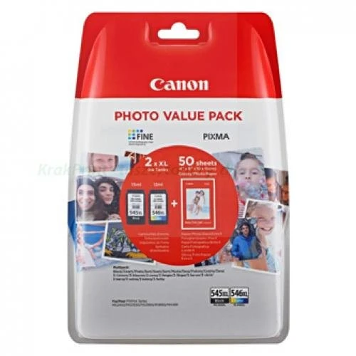 Tusz Canon PG-545XL CL-546XL Zestaw + + 50 arkuszy papieru foto (8286B011) Black