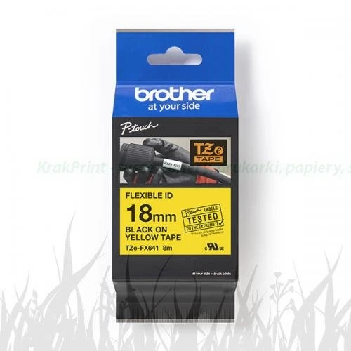 Taśma termotransferowa Brother Oryginał flexi. 18 mm (czarne na żółtym) (TZE-FX641/TZ-FX641)