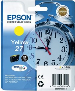 Tusz Epson Oryginał Nr.T2704 do WF-3620DWF | 3,6ml | 300str. (C13T27044010 C13T27044012) Yellow