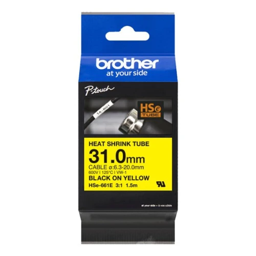 Rurka termokurczliwa Brother HSe-611E 13mm x 1,5m czarny nadruk / żółte tło (HSE661E)