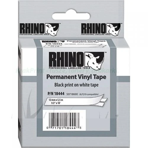 ETYKIETA RHINO 12mmx5,5m BIALA WINYLOWA (S0718600)