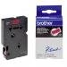 Ta?ma Brother TC-401 12mm x 7,7m czarny nadruk / czerwone t?o (TC401)