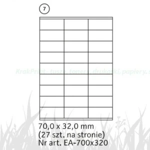 Etykiety samoprzylepne 70,0x32,0 27szt./ark. (EA-700x320) White