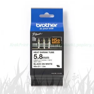 Rurka termokurczliwa Brother 5,8mm x 1,5m czarny nadruk / białe tło (HSE211)