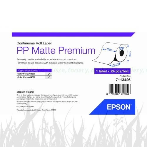 PP Matte Label Premium, Continuous Roll, 51mm x 29mm (7113426 / C33S045742)