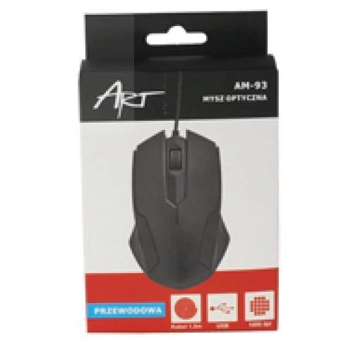 Art AM-93 mysz optyczna przewodowa USB black (AM-93)