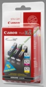 Tusz Canon CLI521 do iP-3600/4600, MP-540/620/630/980 | 3 x 9 ml (2934B007/2934B010) (CMY) Color