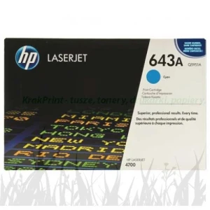 Toner HP 643A do Color LaserJet 4700 | 10 000 str. (Q5951A) Cyan
