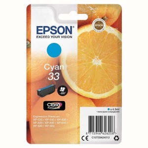 Tusz Epson Nr.33 Pomarańcza do XP-530 | 4,5ml  (C13T33424012 / C13T33424010) Cyan