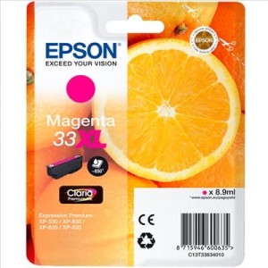 Tusz Epson Nr.33XL Pomarańcza do XP-530 | 8,9ml (C13T33634012) Magenta
