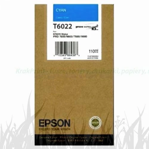 Tusz Epson Nr.T6022 do Stylus Pro 7800, 7880 | 110ml (C13T602200) Cyan