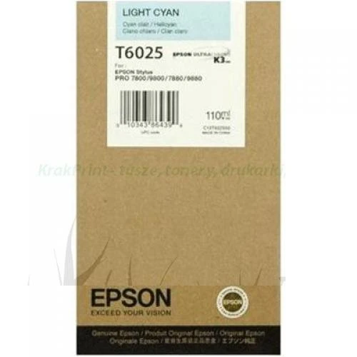 Tusz Epson Nr.T6025 do Stylus Pro 7800, 7880 | 110ml (C13T602500) LightCyan