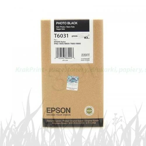 Tusz Epson Nr.T6031 do Stylus Pro 7800, 9800 | 220ml (C13T603100) PhotoBlack