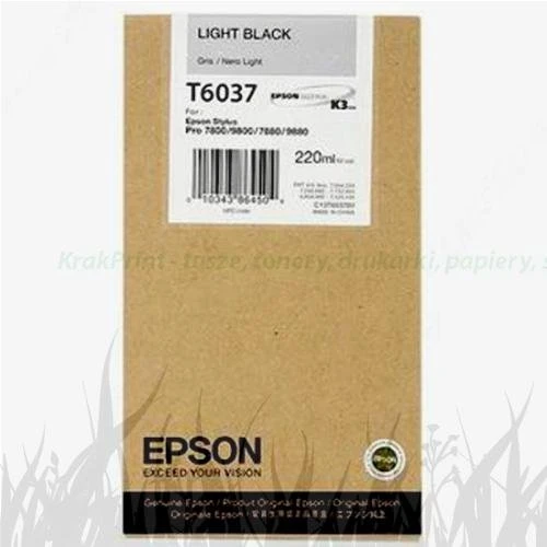 Tusz Epson Nr.T6037 do Stylus 7800, 9800 | 220ml (C13T603700) LightBlack