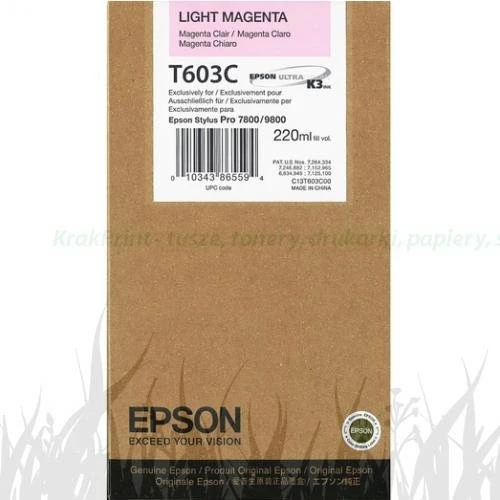 Tusz Epson Nr.T603C do Stylus Pro 7800, 9800 | 220ml (C13T603C00) LightMagenta
