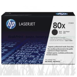 Toner HP / Hewlett-Packard Oryginał Nr.80X do LaserJet Pro 400 M401/425 | 6,8tys. (CF280X, CF280JC, CF280XC) Black