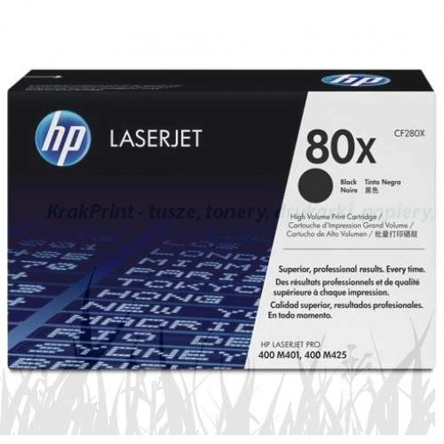 Toner HP / Hewlett-Packard Oryginał Nr.80X do LaserJet Pro 400 M401/425 | 6,8tys. (CF280X, CF280JC, CF280XC) Black
