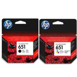 Tusze Oryginalne HP 651 BK + 651 C (C2P10AE, C2P11AE) (komplet)