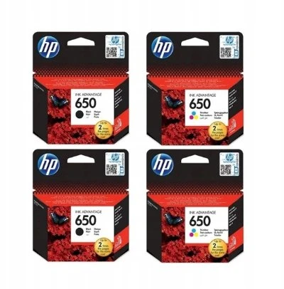 2x tusz HP 650 czarny CZ101AE + 2x tusz HP 650 kolor CZ102AE
