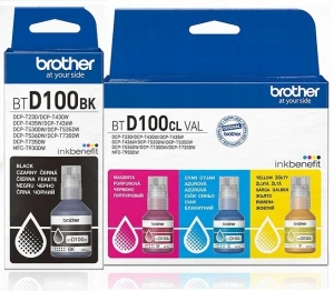 4x Tusz Atrament Brother BTD100BK BTD100C BTD100M BTD100Y zestaw