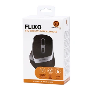 Powerton LIFE FLIXO Mysz bezprzewodowa, czarno-srebrna, 1600DPI (WPM10SL)