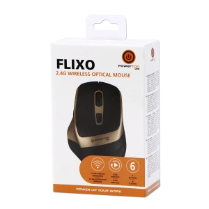 Powerton LIFE FLIXO Mysz bezprzewodowa, czarno-złota, 1600DPI (WPM10GL)