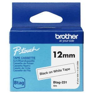 Taśma termotransferowa Brother 12mm / 4 m Czarny na białym (BTAG-231)