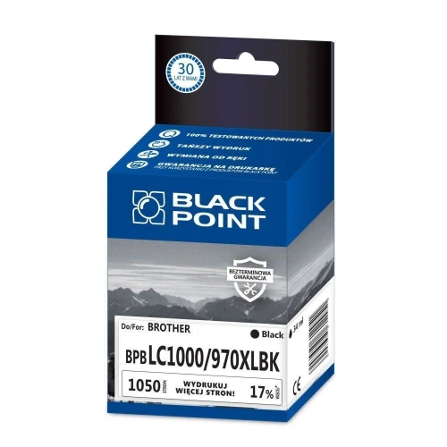 Black Point tusz BPBLC1000/970XLBK zastępuje Brother LC-1000 LC1000/970BK | 1,1tys. (BPBLC1000/970XLBK SGBLC1000970BKB) Black