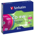 VERBATIM CD-RW(5-Pack)Slim/Colours/Hi Speed/8x-10x/700MB 43167