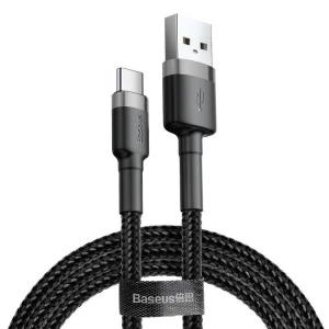 Baseus Kabel USB do USB-C Cafule 3A 0,5m | szaro-czarny (CATKLF-AG1)
