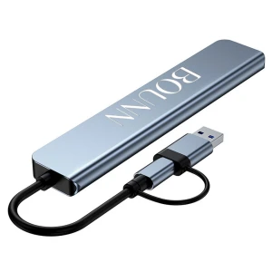 Bounn Hub USB-C + USB-A 8w2 rozdzielacz 3xUSB 2.0 Sd/Tf USB-C miniJack USB 3.0 (JUH8W1_01)